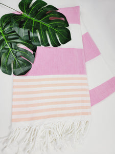 Beach/Bath Turkish Towel Easy carry Quick Dry - Pink Orange