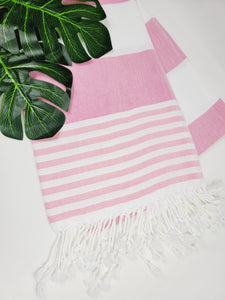 Beach/Bath Turkish Towel Easy carry Quick Dry - Pink