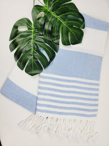 Beach/Bath Turkish Towel Easy carry Quick Dry - Blue