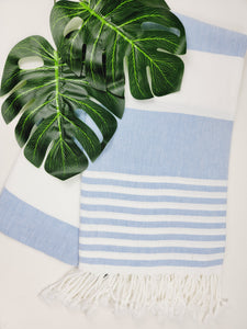 Beach/Bath Turkish Towel Easy carry Quick Dry - Blue