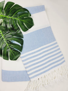 Beach/Bath Turkish Towel Easy carry Quick Dry - Blue