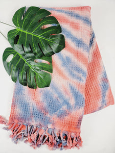 Bath Towel, Waffle Towel, Turkish Beach Towel, Handmade Tie dye