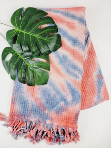 Bath Towel, Waffle Towel, Turkish Beach Towel, Handmade Tie dye