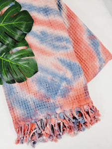 Bath Towel, Waffle Towel, Turkish Beach Towel, Handmade Tie dye