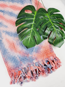 Bath Towel, Waffle Towel, Turkish Beach Towel, Handmade Tie dye