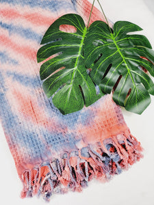 Bath Towel, Waffle Towel, Turkish Beach Towel, Handmade Tie dye