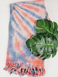 Bath Towel, Waffle Towel, Turkish Beach Towel, Handmade Tie dye