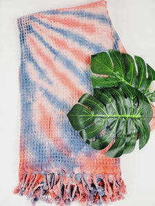Bath Towel, Waffle Towel, Turkish Beach Towel, Handmade Tie dye