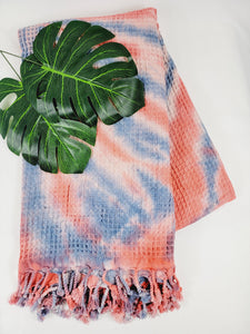 Bath Towel, Waffle Towel, Turkish Beach Towel, Handmade Tie dye