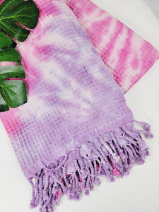 Bath Towel, Waffle Towel, Turkish Beach Towel, Handmade Tie dye