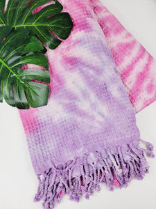 Bath Towel, Waffle Towel, Turkish Beach Towel, Handmade Tie dye