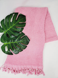 Waffle Towel,Throw Lightweight Quick Dry - Pink