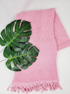 Waffle Towel,Throw Lightweight Quick Dry - Pink
