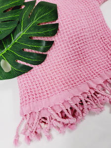Waffle Towel,Throw Lightweight Quick Dry - Pink