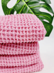 Waffle Towel,Throw Lightweight Quick Dry - Pink