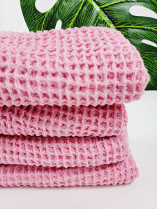 Waffle Towel,Throw Lightweight Quick Dry - Pink