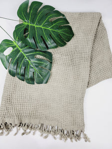 Waffle Towel, Throw Lightweight Quick Dry - Olive