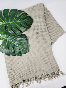 Waffle Towel, Throw Lightweight Quick Dry - Olive