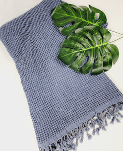 Waffle Towel, Throw Lightweight Quick Dry - Navy