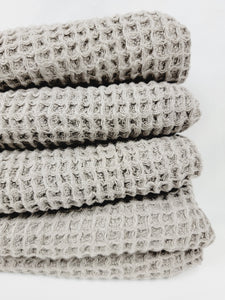 Waffle Towel, Throw Lightweight Quick Dry - Gray