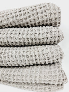 Waffle Towel, Throw Lightweight Quick Dry - Gray