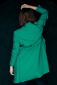 BLACK JACKET LIGHT WEIGHT LONG WITH A BELT - EEBRU