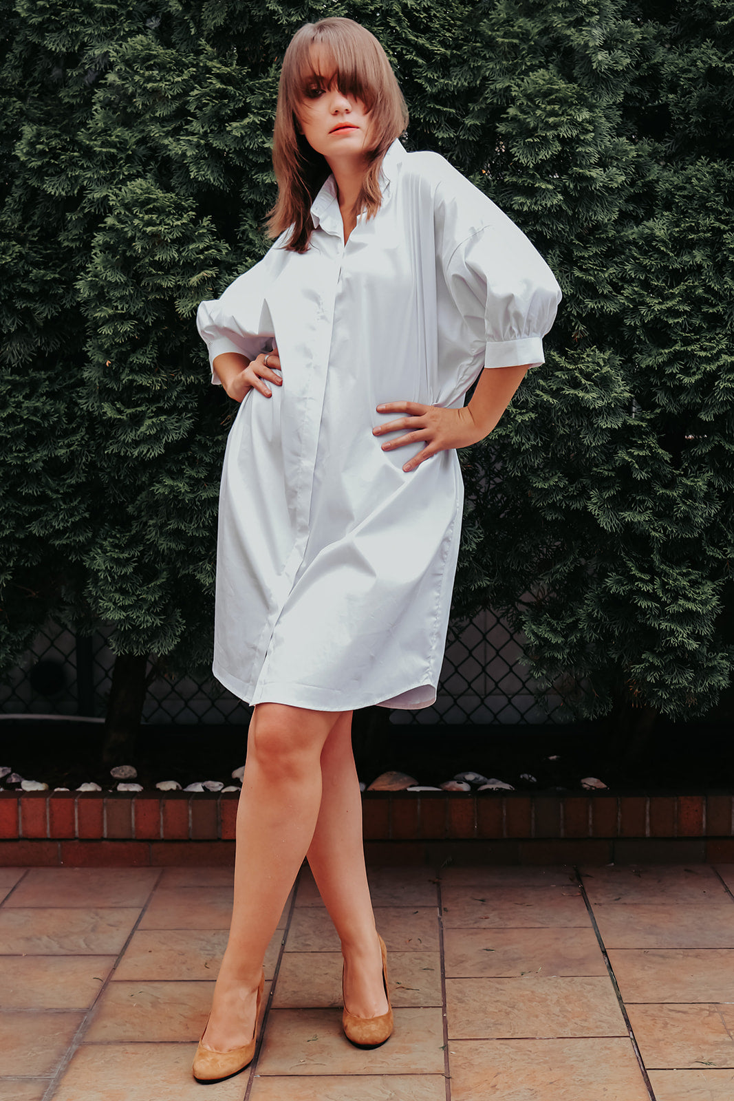 COTTON SHIRT DRESS SHORT SLEEVED - EEBRU