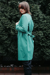BLACK JACKET LIGHT WEIGHT LONG WITH A BELT - EEBRU