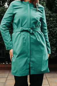 BLACK JACKET LIGHT WEIGHT LONG WITH A BELT - EEBRU
