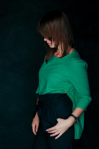 WHITE BLOUSE WITH SHORT FRONT 3/4 SLEEVE - EEBRU