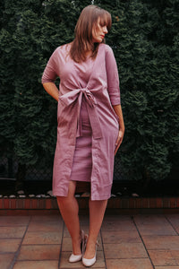 LAYERED WHITE KIMONO DRESS WITH TIE - EEBRU