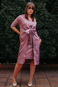 LAYERED WHITE KIMONO DRESS WITH TIE - EEBRU