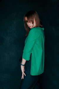 WHITE BLOUSE WITH SHORT FRONT 3/4 SLEEVE - EEBRU