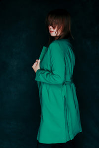 BLACK JACKET LIGHT WEIGHT LONG WITH A BELT - EEBRU