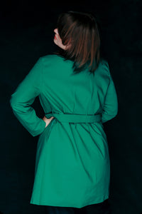 BLACK JACKET LIGHT WEIGHT LONG WITH A BELT - EEBRU