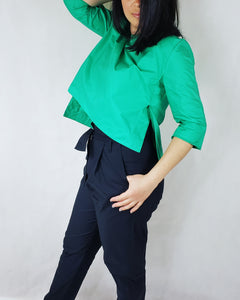 WHITE BLOUSE WITH SHORT FRONT 3/4 SLEEVE - EEBRU