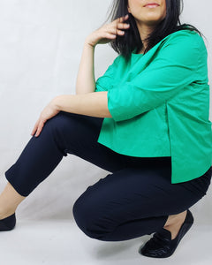 WHITE BLOUSE WITH SHORT FRONT 3/4 SLEEVE - EEBRU