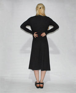 BLACK DRESS LONG SLEEVE TURTLE NECK WITH SIDE SLITS - EEBRU